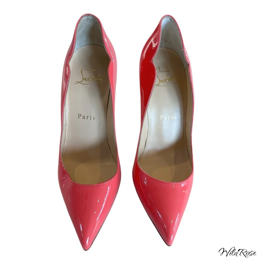 Christian Louboutin “Hot Chick” Coral Pinkish Orange Scalloped Pumps SZ 35 US 5 - Picture 3 of 17